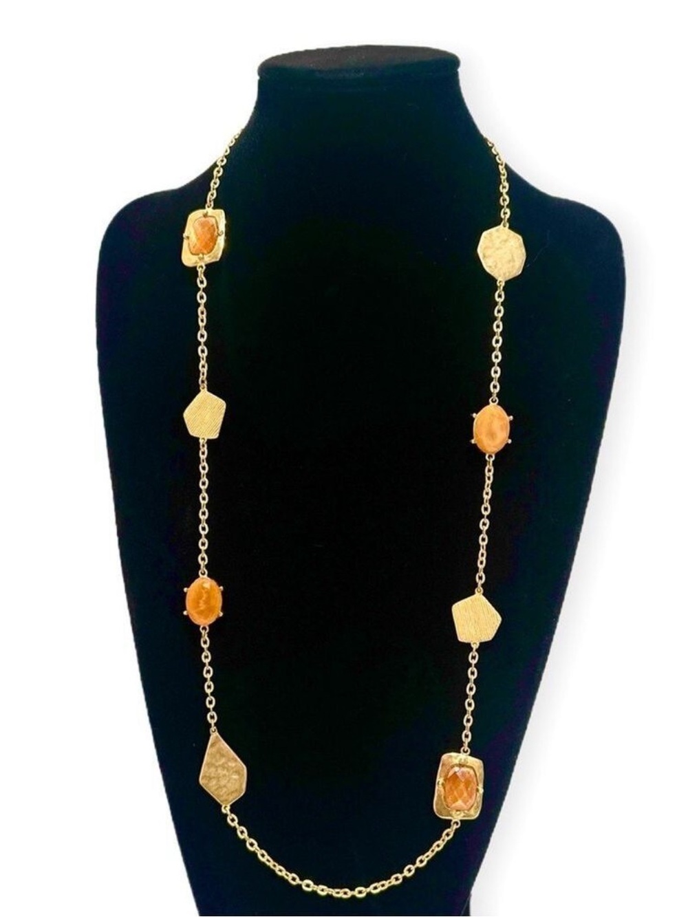 CHICOS Gold & Orange Statement Necklace | NWOT